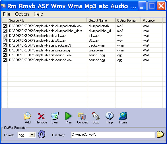 Rm Rmvb ASF Wmv Wma Mp3 Audio Converter screenshot